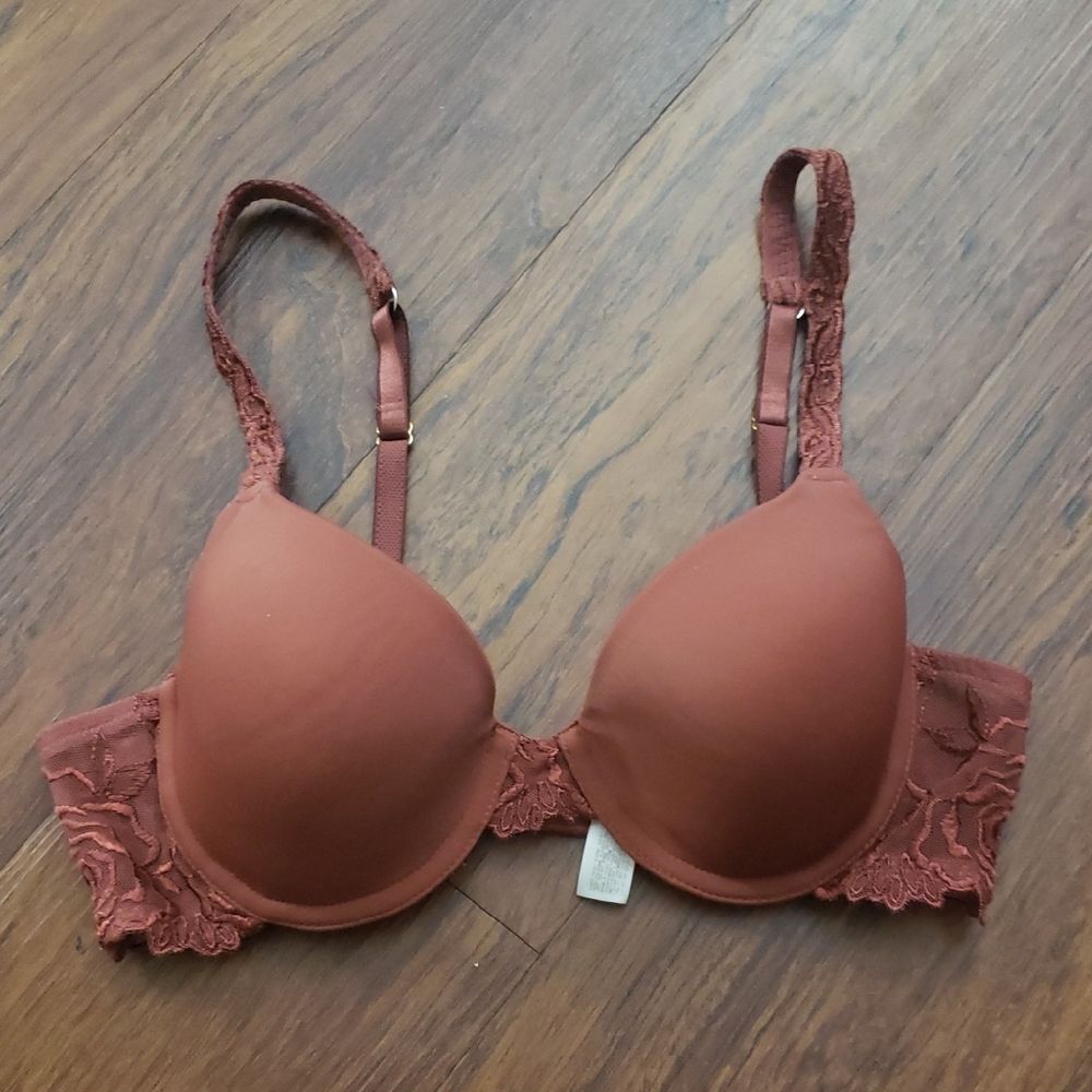 Wacoal Womens Rust Brown Floral Lace Bra Size 34B